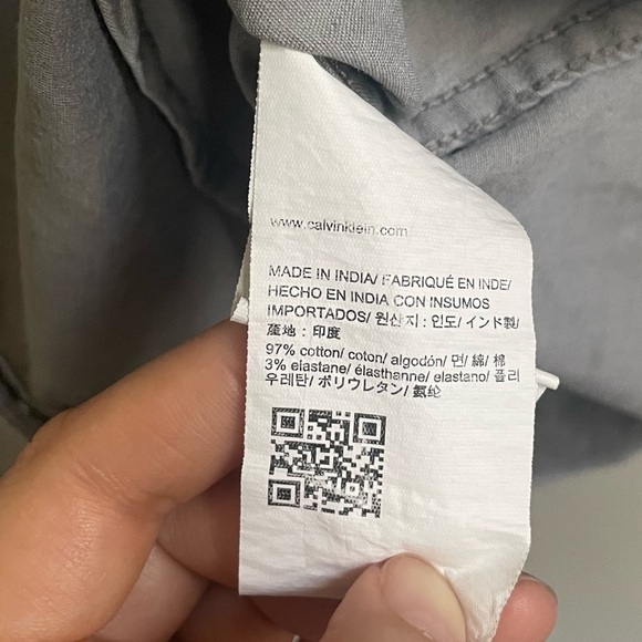 Calvin Klein Jeans Gray Long Sleeve Button Down Shirt. Pre-Owned. - Picture 12 of 13